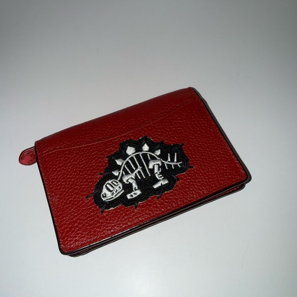 Coach Red Pebbled Leather Envelope Card Holder Keychain – Custom Patch - Picture 4 of 8